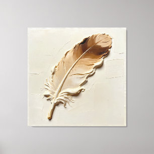 Minimalistische 3D-Öl-Beige-Braun-Feder-Textur Leinwanddruck