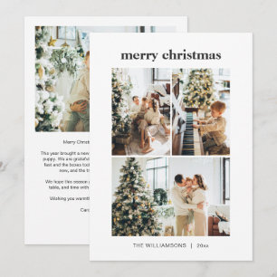 Minimalistische 4-Foto-Collage Frohe Weihnachtsbot Feiertagskarte