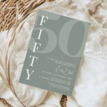 Minimalistische 50. Geburtstagsparty Einladung<br><div class="desc">Diese minimalistische Typografie aus dem 30. Jubiläum-Party Einladung ist perfekt für eine moderne Geburtstagsparty. Das schlichte Design ist mit klassischem weißem Schriftart auf schlankem Hintergrund gestaltet. Anpassbar in jeder Farbe. Behalt das Design minimal und elegant, wie es ist, oder personalisiere es durch Hinzufügen von eigenen Grafiken und Kunstwerken. Für eine...</div>