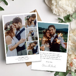 Minimalistische 5-Foto-Hochzeit Dankeskarte