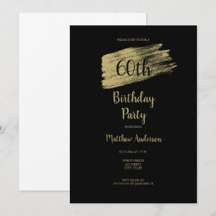 Minimalistische 60. Gold Black Birthday Einladung