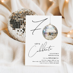 Minimalistische 70. Disco Ball Geburtstagsparty Einladung