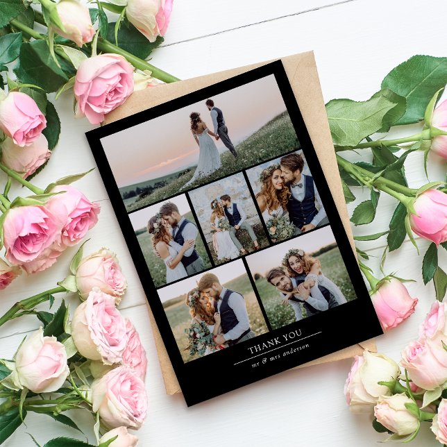 Minimalistische 7 Foto Hochzeit Dankeskarte (Von Creator hochgeladen)