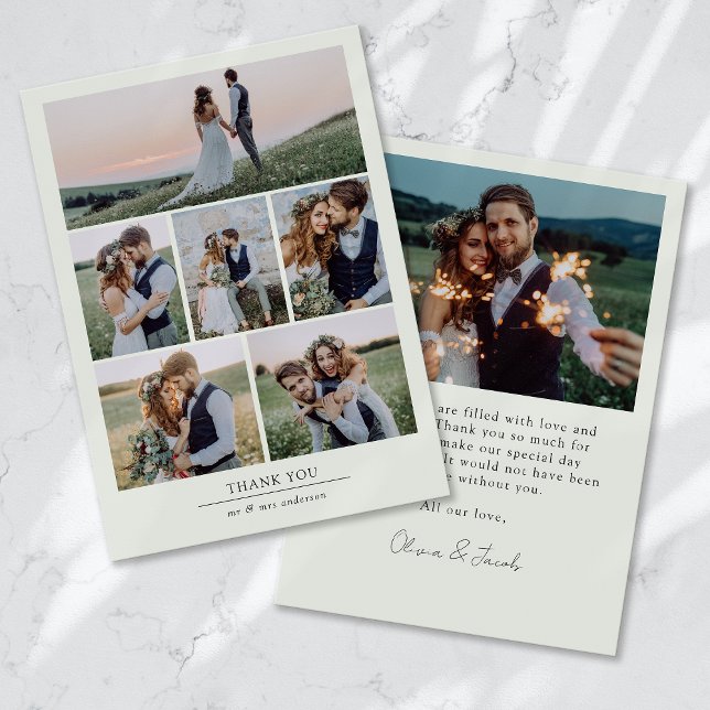 Minimalistische 7 Foto Hochzeit Dankeskarte (Von Creator hochgeladen)