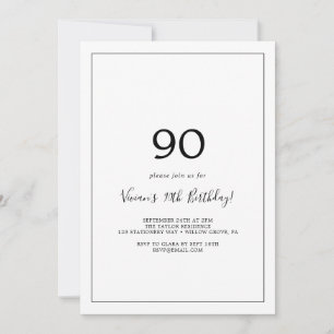 Minimalistische 90. Geburtstagsparty Einladung