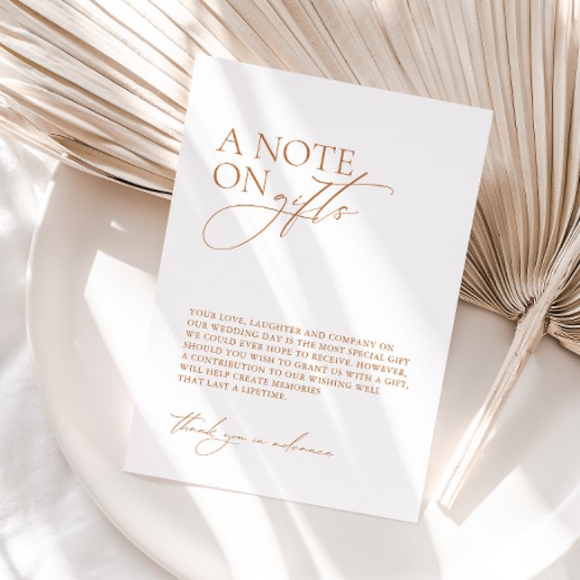 Minimalistische "A Note on Gifts" Hochzeit gut wün Begleitkarte (Von Creator hochgeladen)