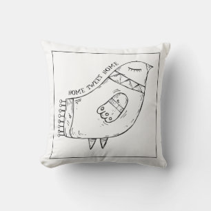 Minimalistische Abbildung von Bird Folk Art Kissen