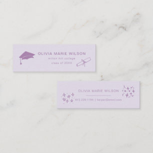 Minimalistische Abschluss Icon Name Card Lila Mini Visitenkarte