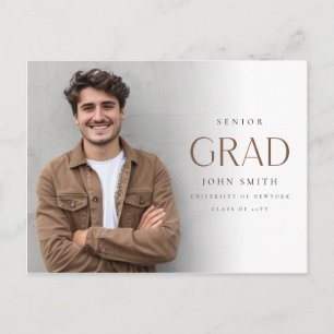 Minimalistische Abschlussfoto-Ankündigung für Abso Postkarte