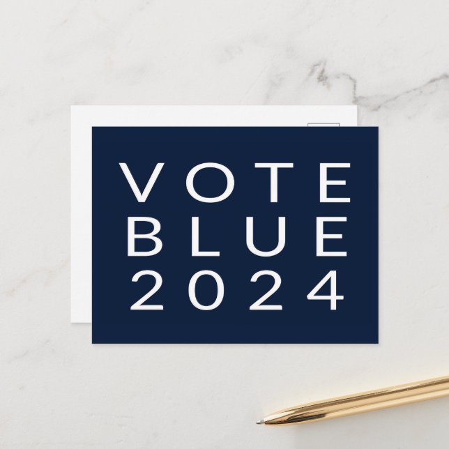 Minimalistische Abstimmung Blue Kamala Harris 2024 Postkarte (Vorderseite/Rückseite Beispiel)