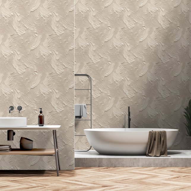 Minimalistische Abstrakte Beige Plakattextur Tapete (Badezimmer)