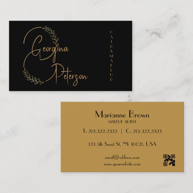Minimalistische Abstrakte Black Business Card Visitenkarte (Vorne/Hinten)