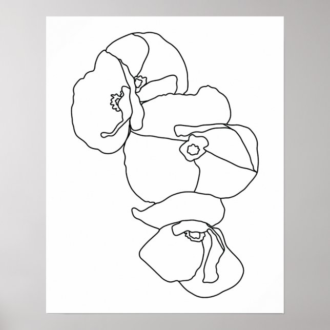 Minimalistische Abstrakte Blume Art Poster (Vorne)