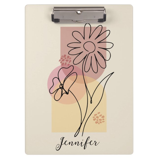 Minimalistische abstrakte Blume Klemmbrett (Vorderseite)