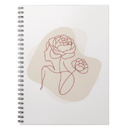 Minimalistische abstrakte Blumenlinienkunst Notizblock