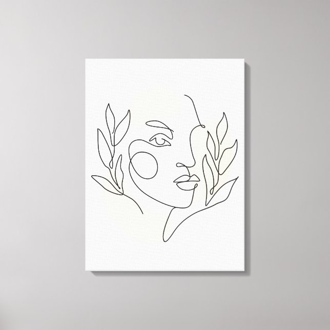 Minimalistische Abstrakte Face Line Art Leinwanddruck (Vorderseite)