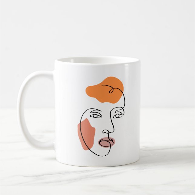 Minimalistische Abstrakte Fassade Portrait Line Ar Kaffeetasse (Links)