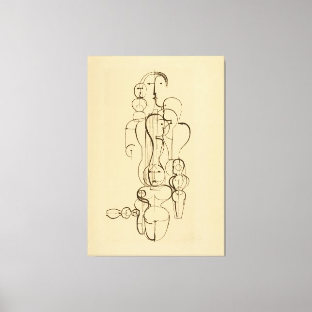Minimalistische abstrakte figürliche Liniendrawing Leinwanddruck (Vorderseite)