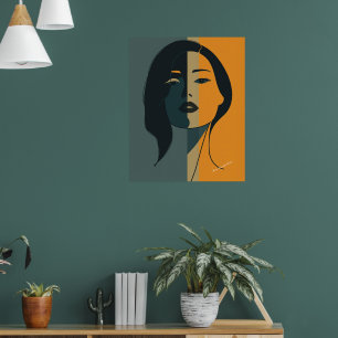 Minimalistische abstrakte Frauen-Gesicht – Moderne Poster