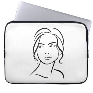 Minimalistische abstrakte Frauen-Gesichtslinien-Ku Laptopschutzhülle