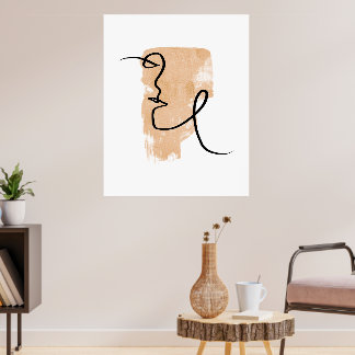 Minimalistische abstrakte Gesichtslinien-Kunst-Wan Poster