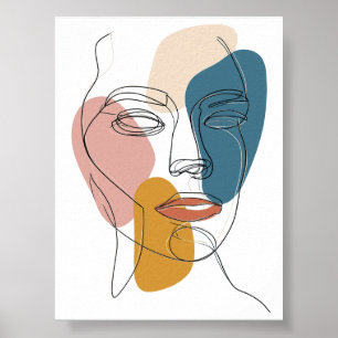 Minimalistische Abstrakte Gesichtspassage Eine Lin Poster