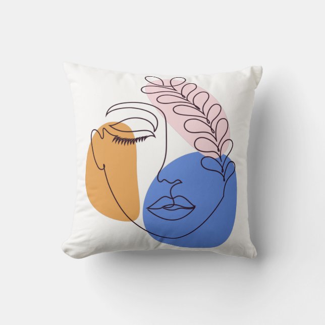 Minimalistische Abstrakte Gesichtspassage Portrait Kissen (Vorderseite)