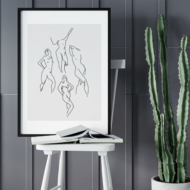 Minimalistische Abstrakte Gesichtspassage Portrait Poster (Minimalist Abstract Face Portrait Line Art Drawing Poster)