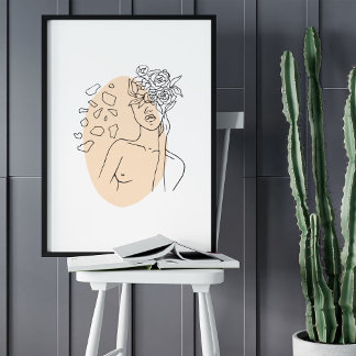 Minimalistische Abstrakte Gesichtspassage Portrait Poster