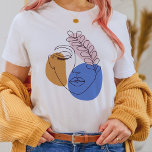 Minimalistische Abstrakte Gesichtspassage Portrait T-Shirt<br><div class="desc">Schöne moderne und einzeilige Illustration eines weiblichen Gesichts,  umgeben von abstrakten Bio Formen.</div>