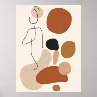 Minimalistische abstrakte Linienkunst-Wanddruck | Poster