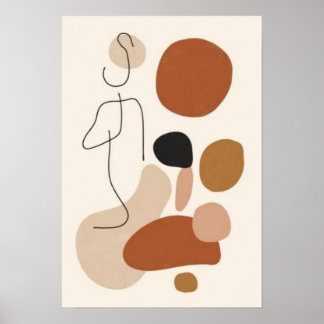 Minimalistische abstrakte Linienkunst-Wanddruck | Poster