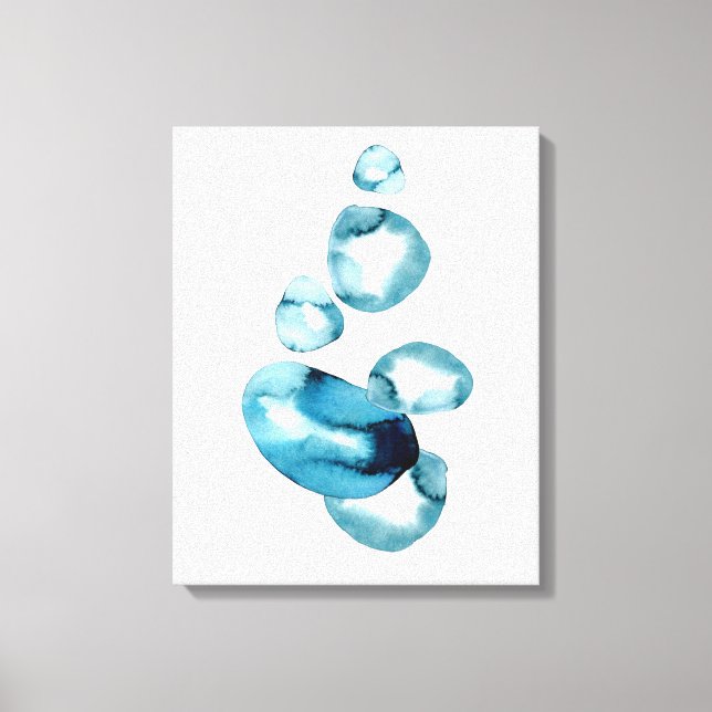 Minimalistische Abstrakte Meeresblau-grüne Aquarel Leinwanddruck (Vorderseite)
