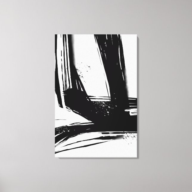 Minimalistische Abstrakte Schlaganfälle in Schwarz Leinwanddruck (Vorderseite)