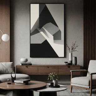 Minimalistische abstrakte Schwarz Weiß Grau Poster