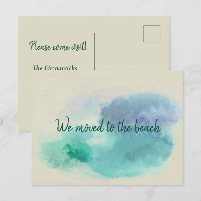 Minimalistische Abstrakte Wasserfarbe Zum Strand v Postkarte (Vorne/Hinten)