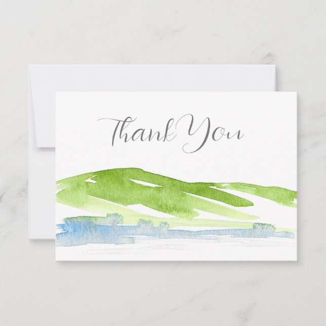 Minimalistische Abstrakte Wasserfarben Hügel 3 Dankeskarte (Vorderseite)