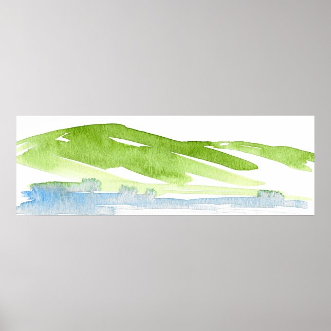 Minimalistische Abstrakte Wasserfarben Hügel 3 Pos Poster (Vorne)