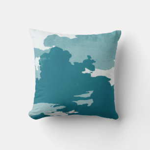 Minimalistische Abstrakte Wasserwolken Aquamarin Kissen
