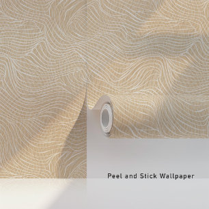 Minimalistische Abstrakte Waves Beige & Weiß Tapete