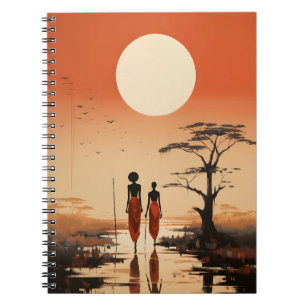 Minimalistische afrikanische Kunst Elegante Schwar Notizblock