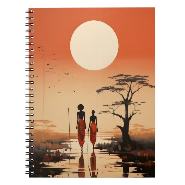 Minimalistische afrikanische Kunst Elegante Schwar Notizblock (Vorderseite)