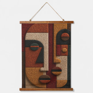 Minimalistische afrozentrische Keramik-Ästhetik-Wa Wandteppich Mit Holzrahmen