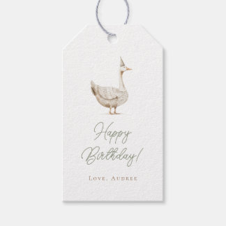 Minimalistische Alberne Gänse Personalisiert Gebur Geschenkanhänger