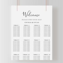 Minimalistische Alphabetische Hochzeitstabelle