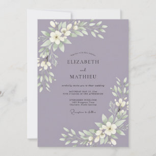 Minimalistische Amethyst-Blumenhochzeit Einladung