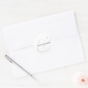 Minimalistische Ampersand-Hochzeit Monogramm-Ums Runder Aufkleber