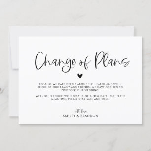 Minimalistische Änderung der Pläne für Hochzeiten  Einladung