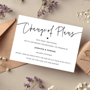 Minimalistische Änderung von Hochzeitplänen Einladung