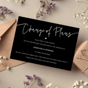 Minimalistische Änderung von Plänen Hochzeitsupdat Einladung